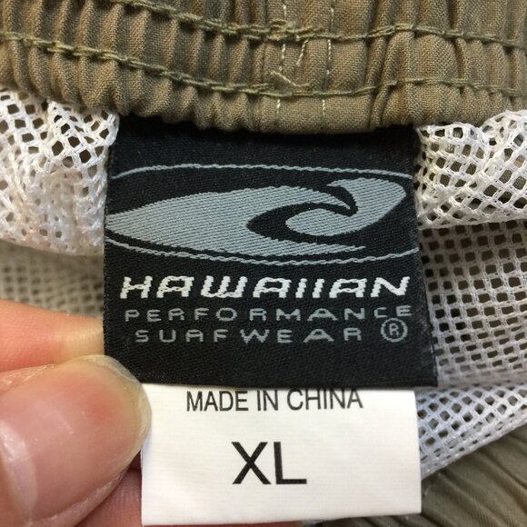 New! Hawaiian Performance Surf Wear Swim Shorts XL Brown Tan Elastic Waist - Picture 4 of 15